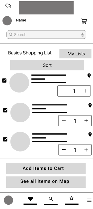 Grocery app wireframe engineering logic