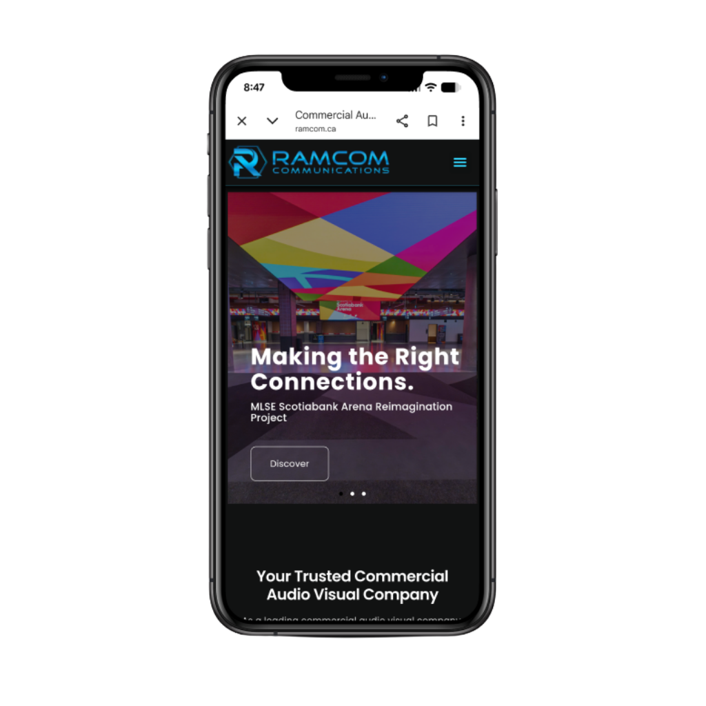 luxury web design for gta based ramcom homepage mobile view